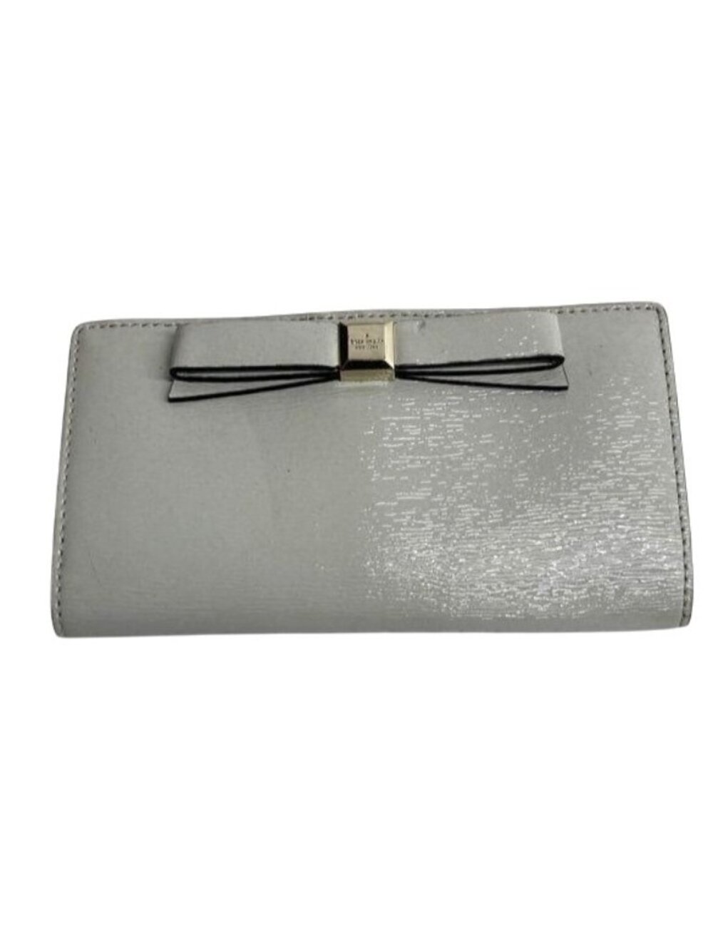 Kate Spade New York Grey Bow Wallet With Snap & Zip Closures